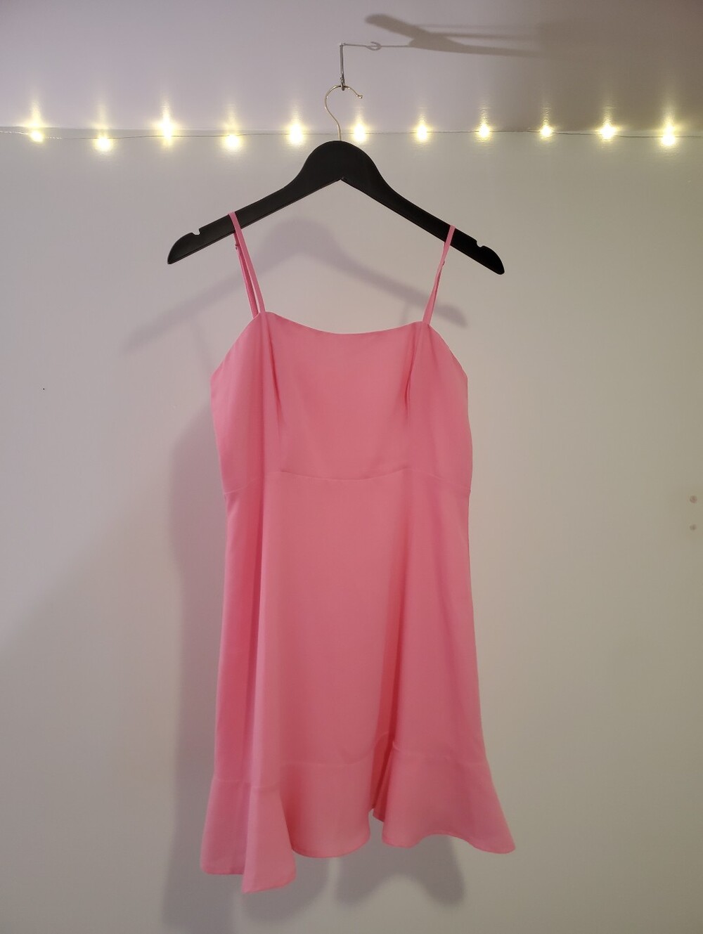 Coral Pink Mini Dress Ruffle Bottom